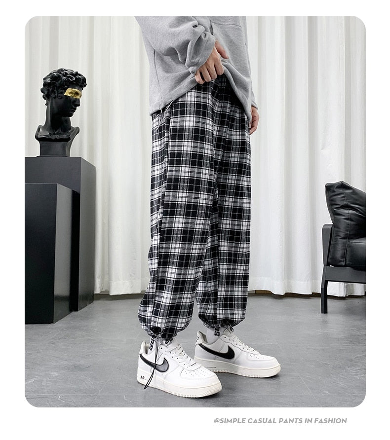 Black And White Checkered Pattern Pants ,  - Streetwear Pants - Slick Street