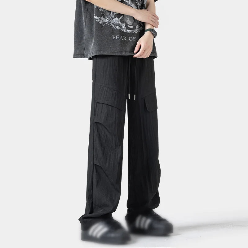 Plain Color Outdoor Straight Pants XS, Black - Streetwear Pants - Slick Street