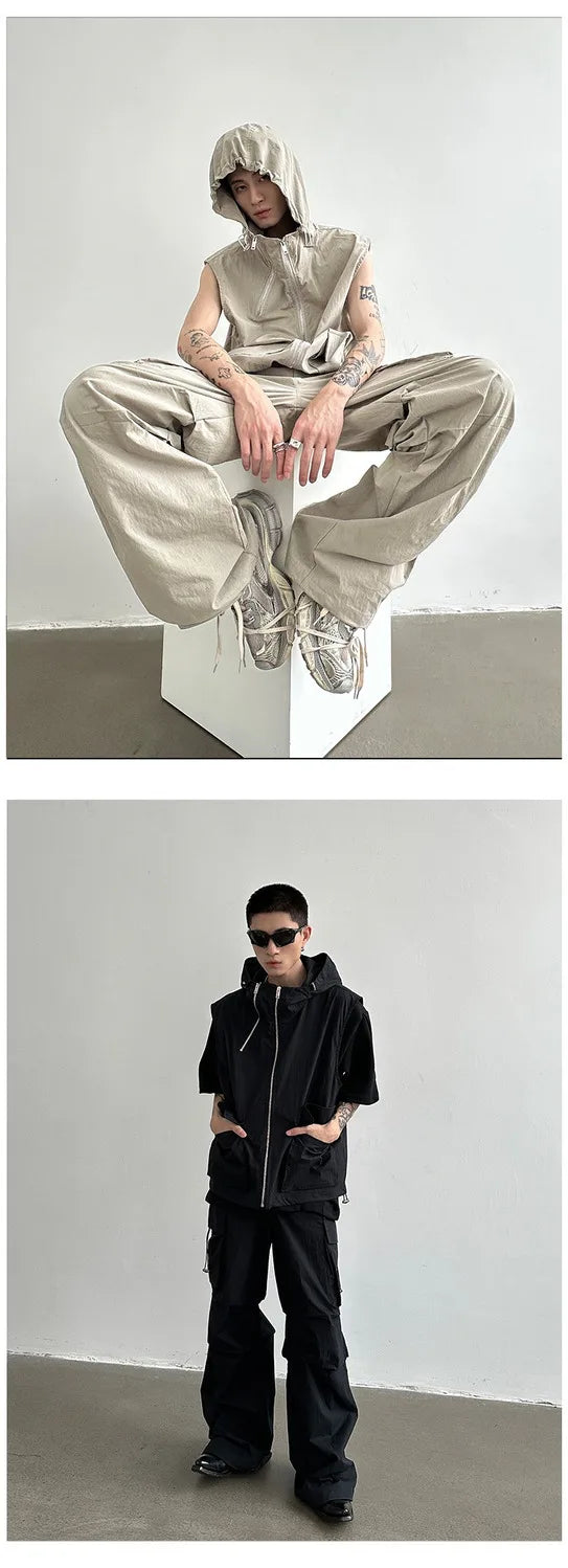 Pyro Ghost Sleeveless Cargo Pants Set , - Streetwear Tracksuits - Slick Street