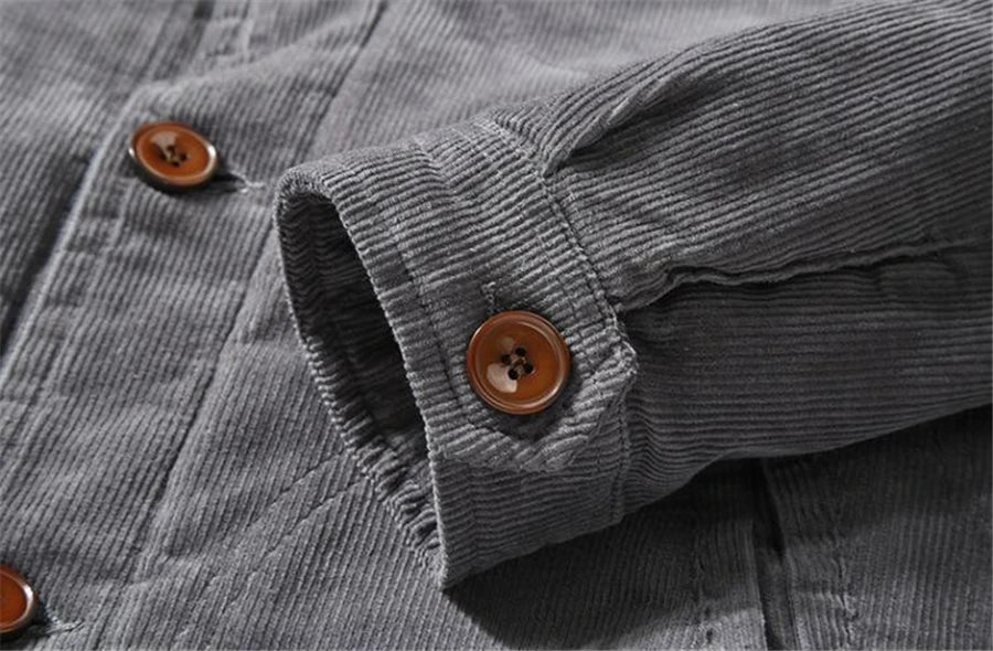 Corduroy Button Up Fleece Jacket , - Streetwear Jacket - Slick Street