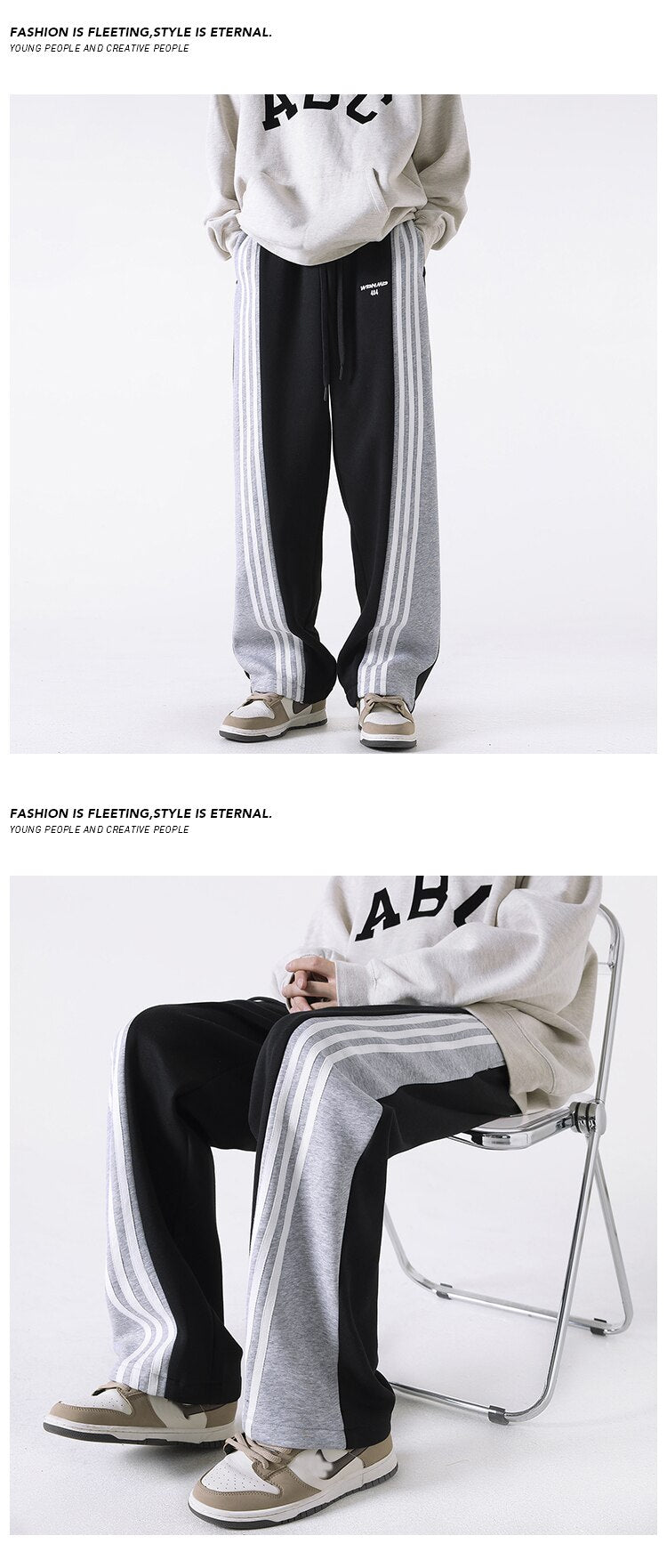 Three Bar Code Side Stripe Track Pants ,  - Streetwear Pants - Slick Street