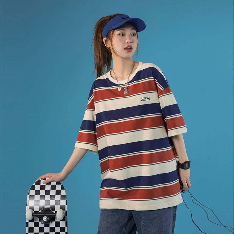 SQ2 Multi Striped Color Loose T-Shirt , - Streetwear T-Shirts - Slick Street