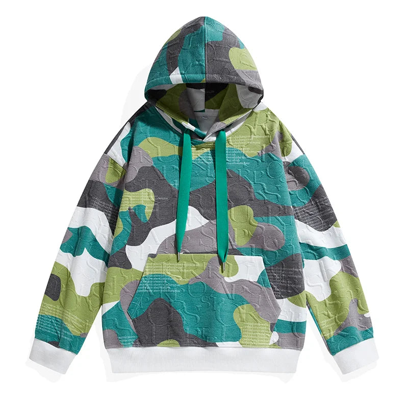 Abstract Art Camouflage Pullover Hoodie Green, XXS - Streetwear Hoodie - Slick Street