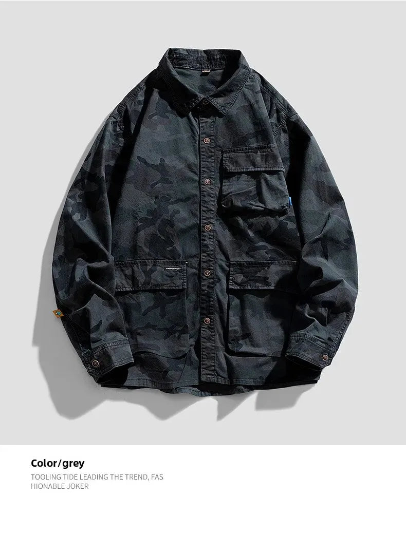 Camouflage Cotton Overshirt , - Streetwear Jackets - Slick Street