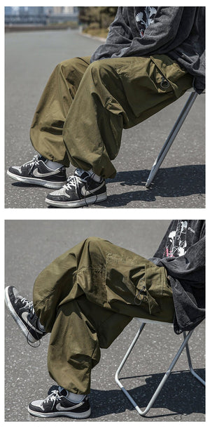 Straight Elastic Ankle Style Baggy Pants ,  - Streetwear Pants - Slick Street