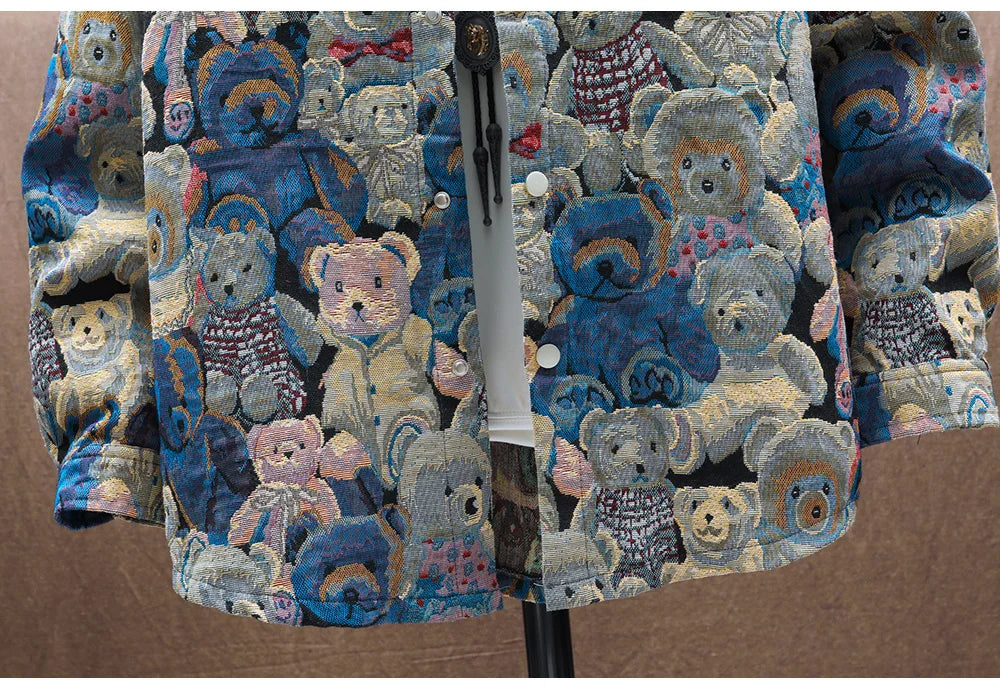 Teddy Bear Jacquard Jacket , - Streetwear Jackets - Slick Street