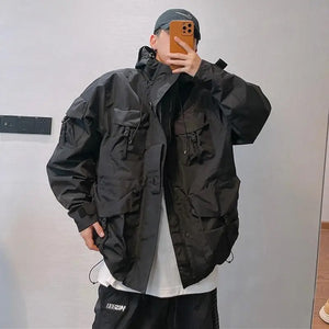 Large Size Multi Pocket Windbreaker Jacket , - Streetwear Jacket - Slick Street