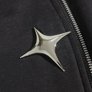 Chrome Star Oversized Hoodie Jacket , - Streetwear Hoodie - Slick Street