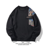 Romantic Bears Pattern Shoulder Patchwork Sweater Black, XS - Streetwear Sweater - Slick Street