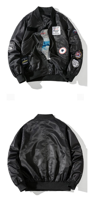 Retro Letter Embroidered Elastic Waist Jacket ,  - Streetwear Jacket - Slick Street