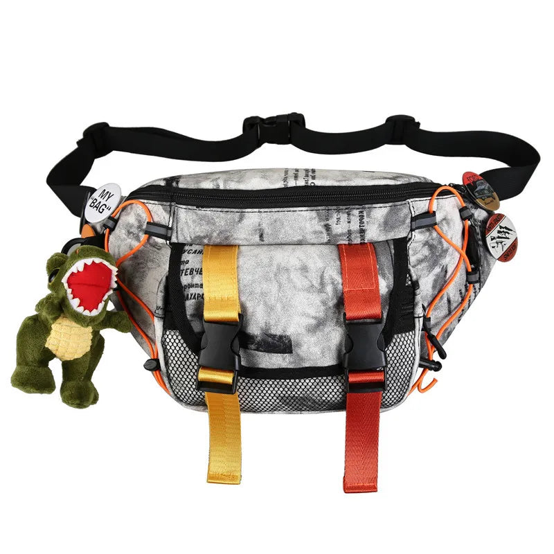 All Purpose Tie-Die Waist Bag Gray, - Streetwear Bag - Slick Street
