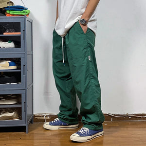 Straight Cut Nylon Loose Joggers , - Streetwear Pants - Slick Street
