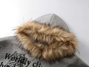 Sinful Zip Up Fur Hooded Jacket , - Streetwear Hoodie - Slick Street