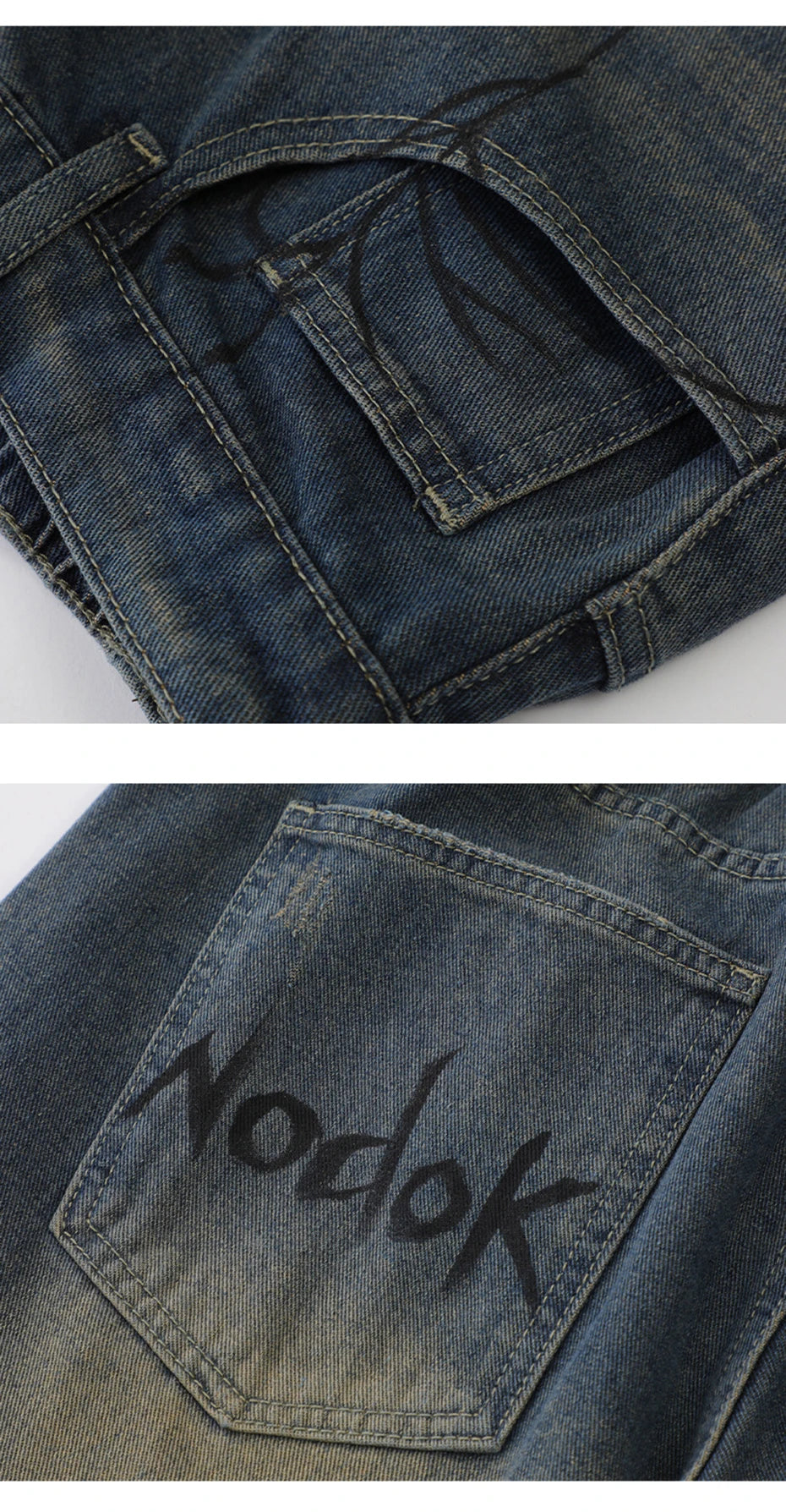 Nodok Spider Cobweb Blue Jean Shorts , - Streetwear Shorts - Slick Street