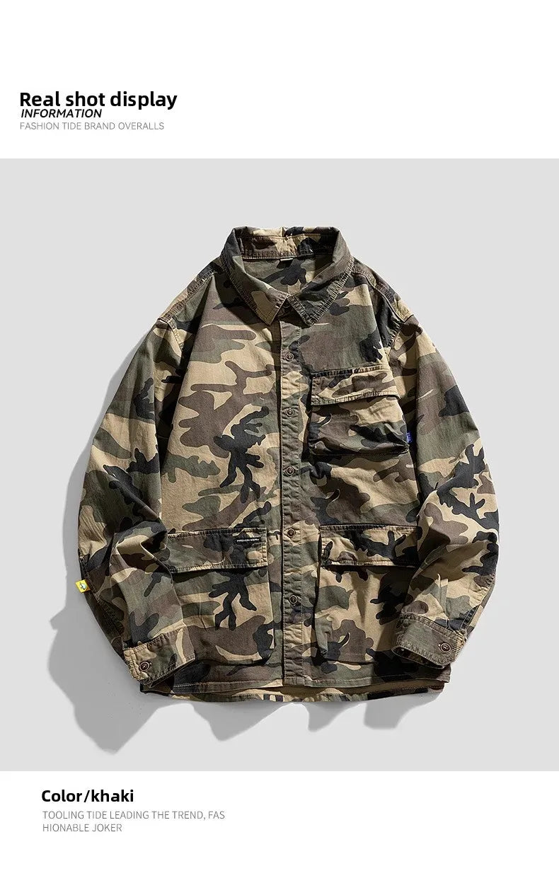 Camouflage Cotton Overshirt , - Streetwear Jackets - Slick Street