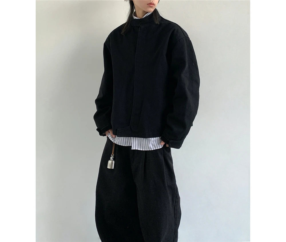 Plain Color Cropped Jacket , - Streetwear Jacket - Slick Street