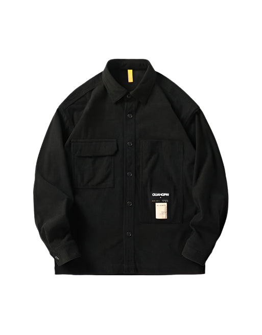 Corduroy Waffle Plaid Semi Collar Overshirt ,  - Streetwear Tops - Slick Street