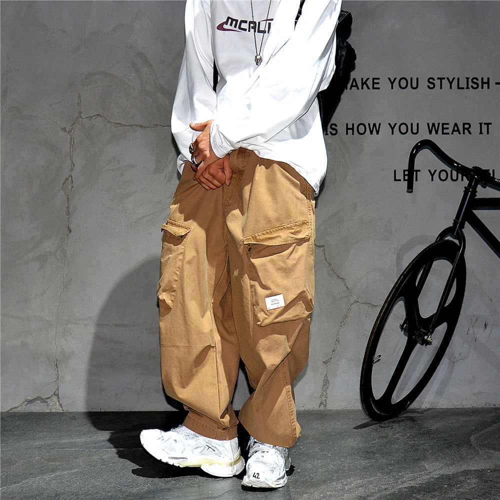 Ankle Length Baggy Cargo Pants , - Streetwear Pants - Slick Street