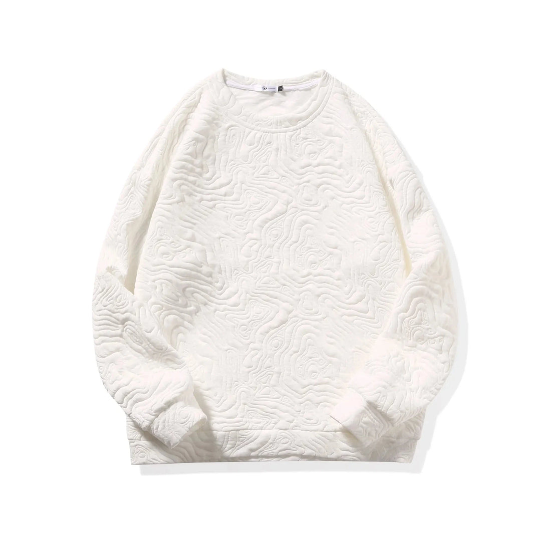 Three-dimensional Texture Crewneck Sweatshirt White, XS - Streetwear Sweatshirts - Slick Street