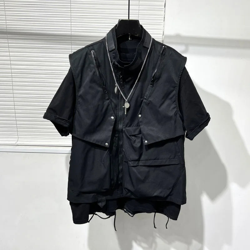 Dark Crow Sleeveless Zipper Vest , - Streetwear Vest - Slick Street