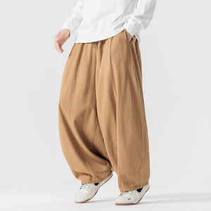 Lantern Loose Style Pants XS, Khaki - Streetwear Pants - Slick Street
