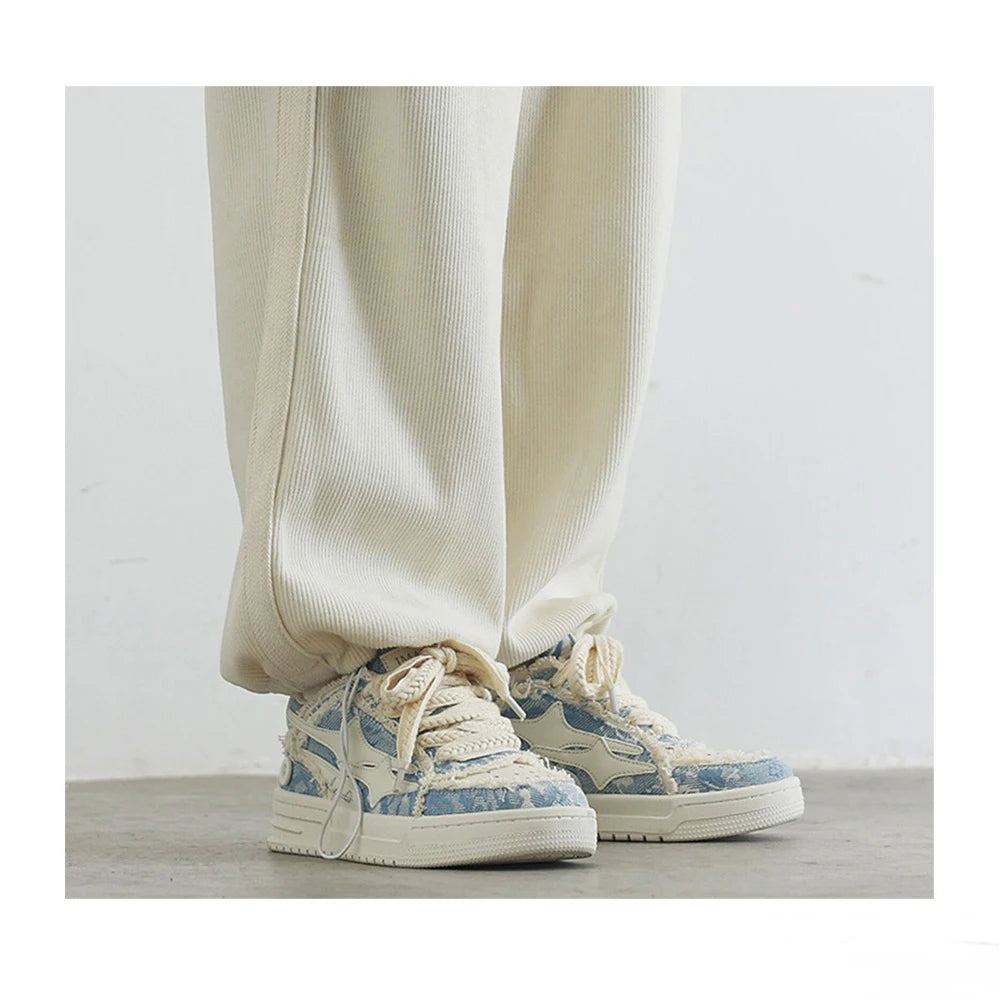 Broken Stars Sneakers - Indigo Blue , - Streetwear Shoes - Slick Street