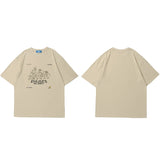 Dual Match Cats Playing Cards T-Shirt Khaki, S - Streetwear T-Shirts - Slick Street