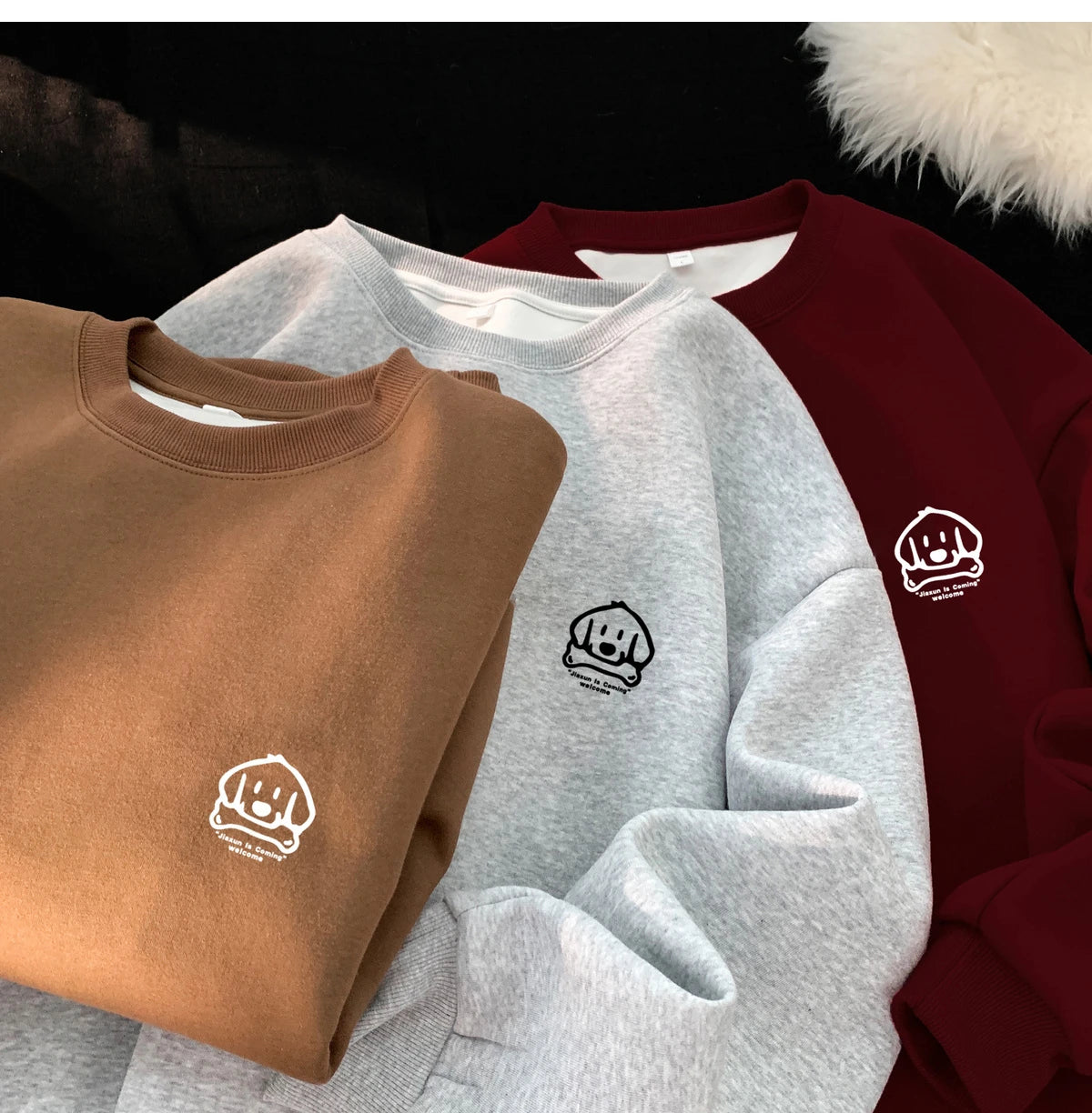 Cute Dog Graphic Waffle Fabric Sweater ,  - Streetwear Sweater - Slick Street