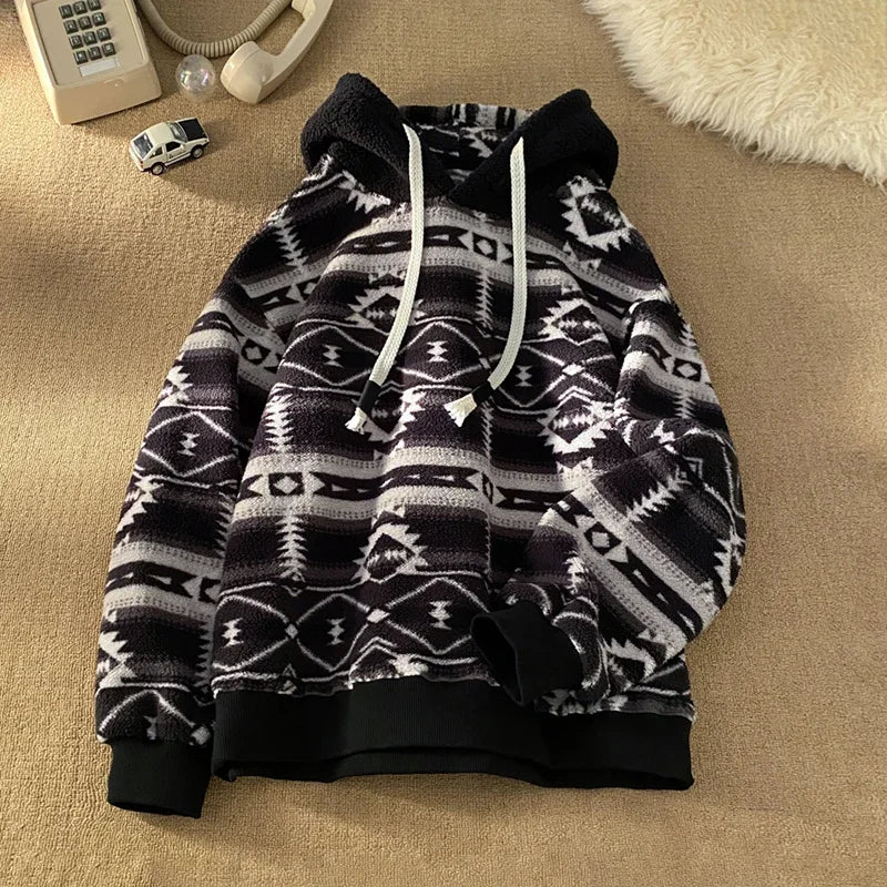 Jacquard Weave Knit Wear Hoodie Black, XS - Streetwear Hoodie - Slick Street