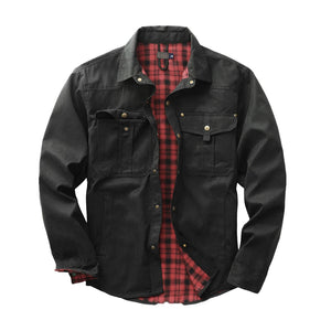 Flannel Lined Plaid Button-Up Jacket , - Streetwear Jacket - Slick Street