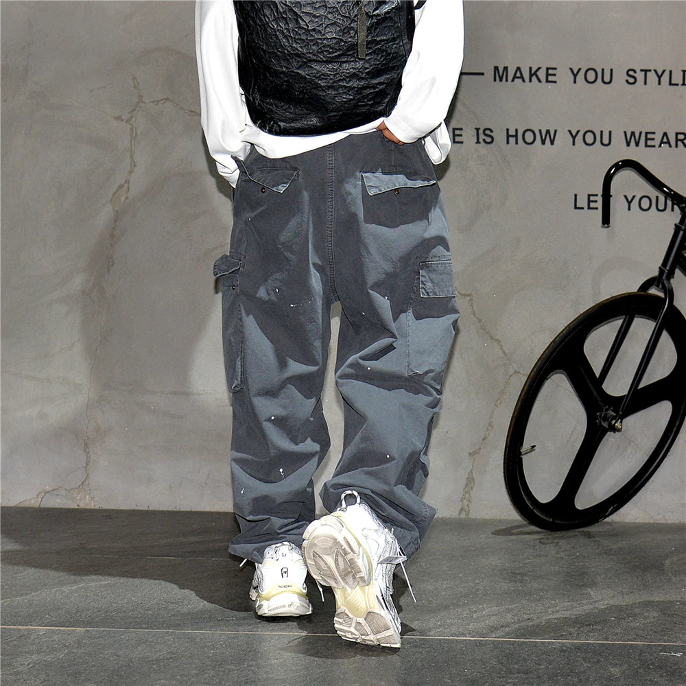 Paint Splash Multi Pockets Pants , - Streetwear Pants - Slick Street