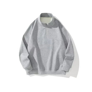 Half Zipper With Stand Collar Sweater Gray, XS - Streetwear Sweater - Slick Street