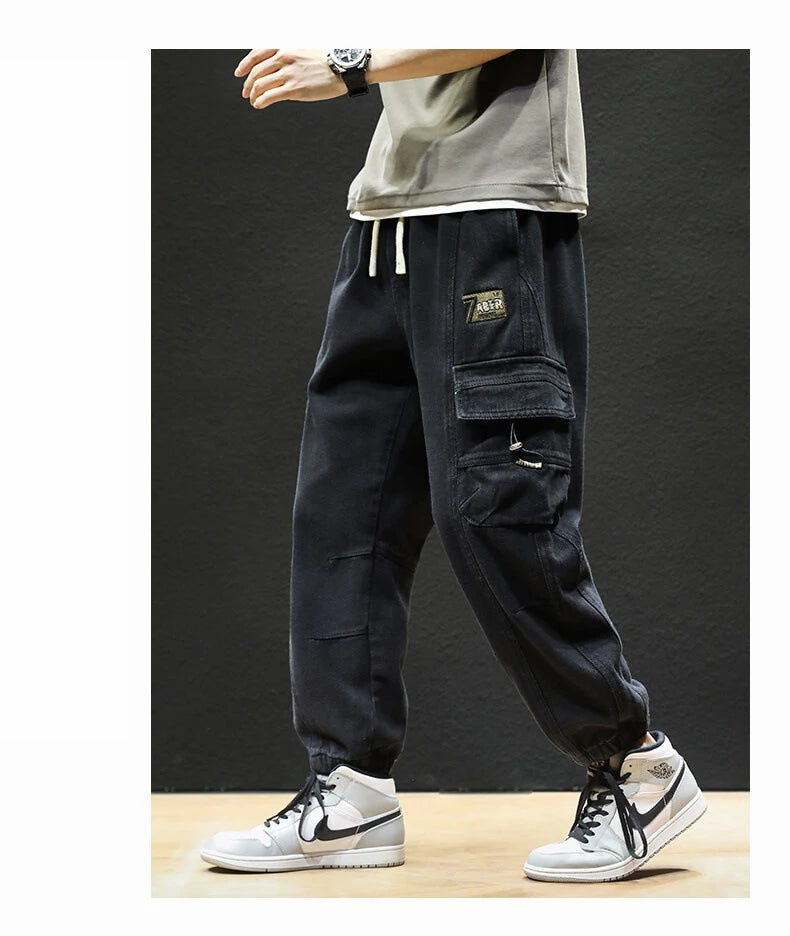 Straight Fit Elastic Ankle Length Pants ,  - Streetwear Pants - Slick Street