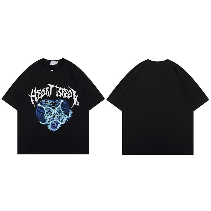 Thunderstroke Heart Break T-Shirt Black, S - Streetwear T-Shirts - Slick Street