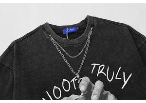 Hand Sketch Ripped Streetwear T-Shirt , - Streetwear T-Shirts - Slick Street