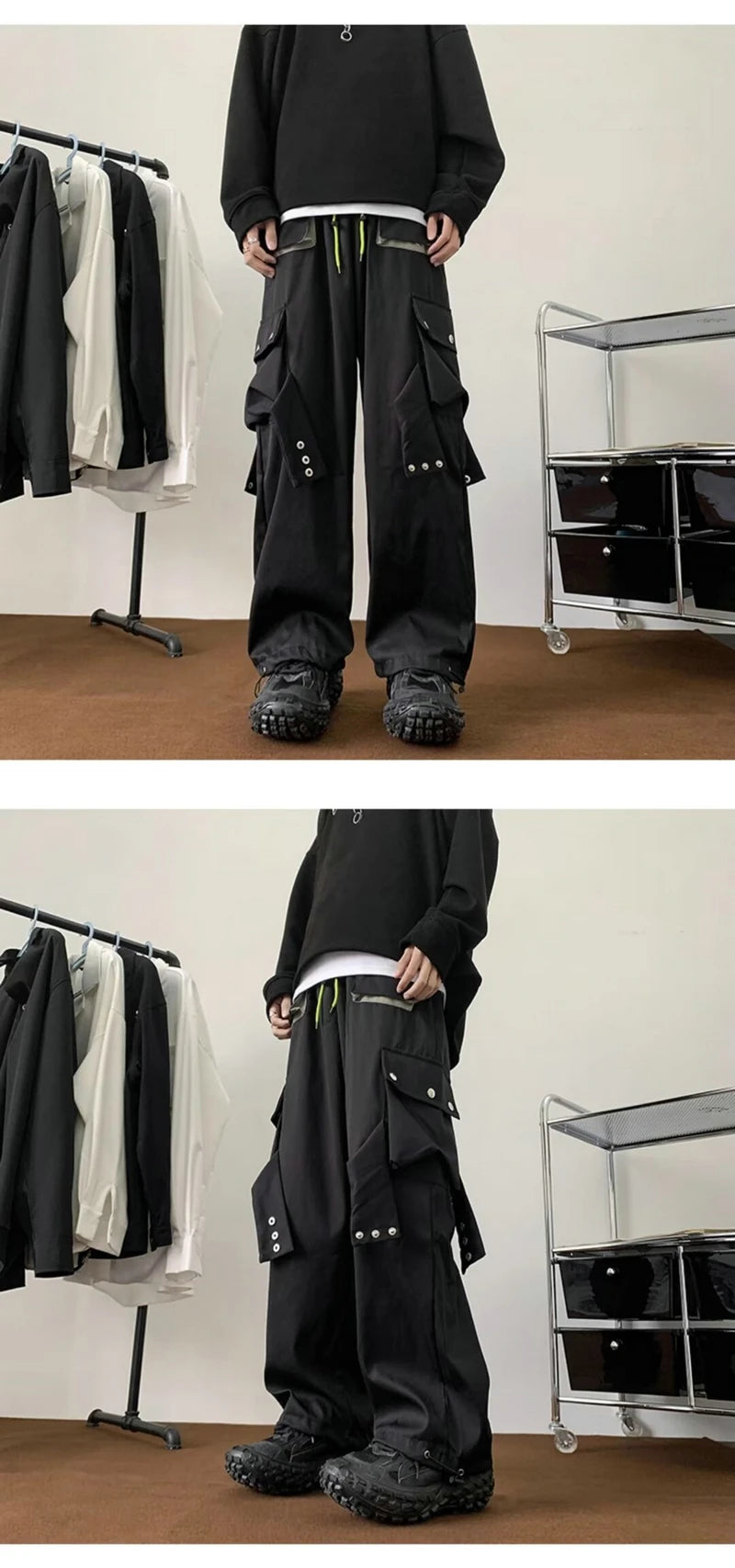 Multi Pockets Button-Up Streetwear Pants , - Streetwear Pants - Slick Street