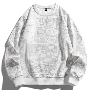 Demon Slayer Anime Sweater White, XS - Streetwear Sweater - Slick Street