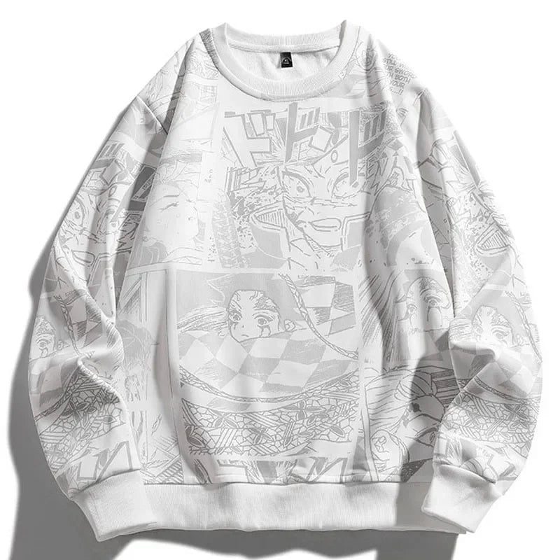 Demon Slayer Anime Sweater White, XS - Streetwear Sweater - Slick Street