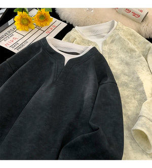 Fake Two Piece Tie-Dye Sweatshirt , - Streetwear Sweatshirts - Slick Street