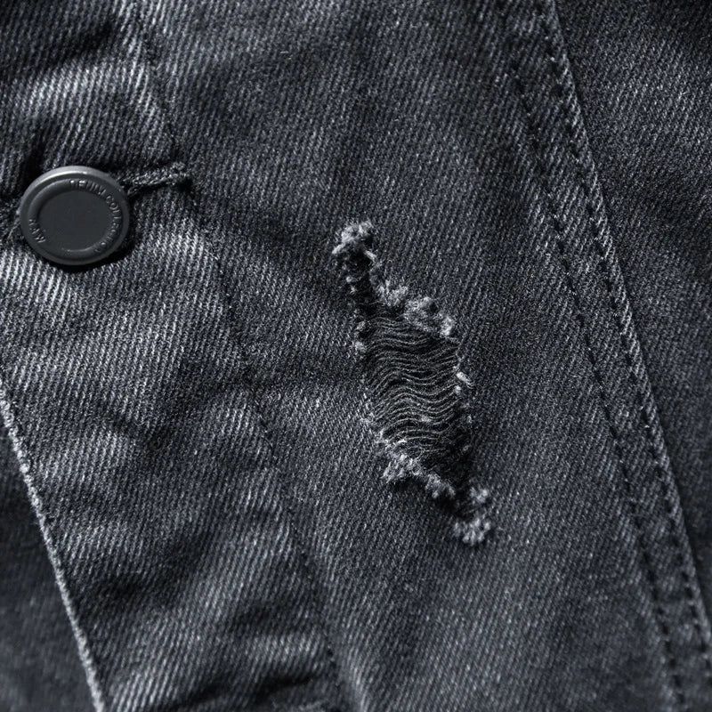 Coal Black Hooded Denim Jacket , - Streetwear Jacket - Slick Street