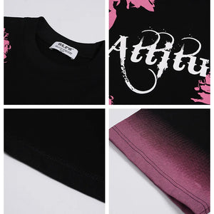 Pink Rose Attitude Graphic T-Shirt , - Streetwear T-Shirts - Slick Street