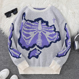 Pyro Skeleton Pullover Sweater White, S - Streetwear Sweater - Slick Street