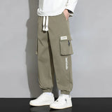 Plain Color Drawstring Knee Cargo Pocket Pants Army Green, XS - Streetwear Pants - Slick Street