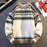 Native Art Knitwear O-Neck Sweater Beige, XS - Streetwear Sweater - Slick Street