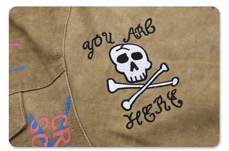 Climate Horror Embroidery Denim Jacket ,  - Streetwear Jacket - Slick Street