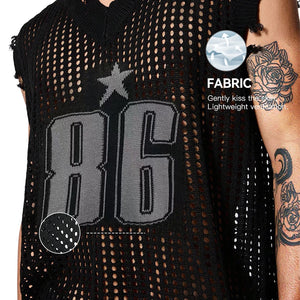 Number 86 Mesh Sleeveless Distressed Vest , - Streetwear Vest - Slick Street