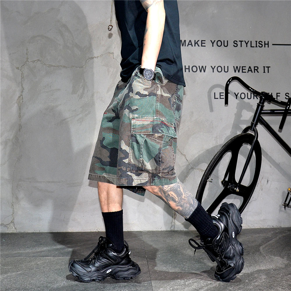 Tactical Camouflage Knee Length Shorts , - Streetwear Shorts - Slick Street