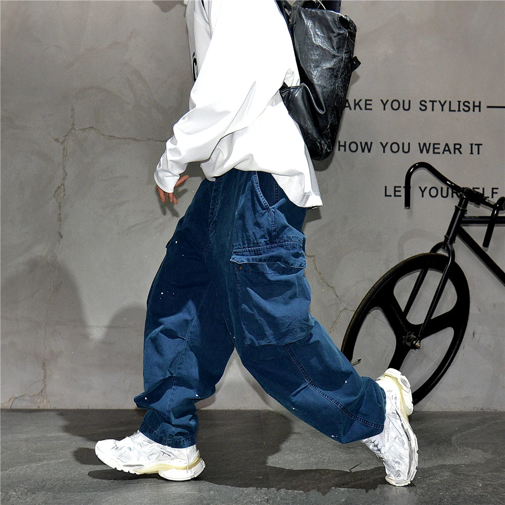 Paint Splash Multi Pockets Pants , - Streetwear Pants - Slick Street