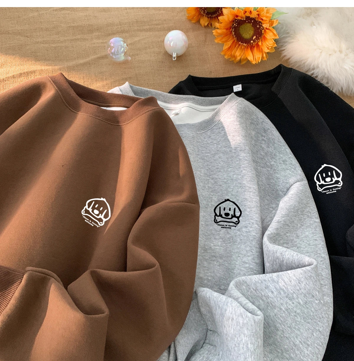 Cute Dog Graphic Waffle Fabric Sweater ,  - Streetwear Sweater - Slick Street