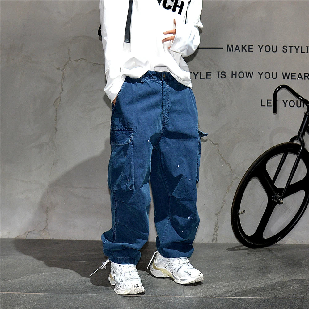 Paint Splash Multi Pockets Pants , - Streetwear Pants - Slick Street